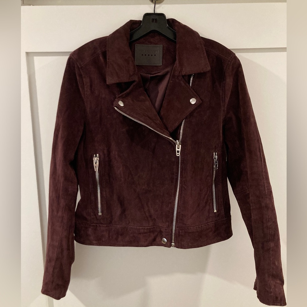 BlankNYC Dark Crimson Suede Leather Jacket